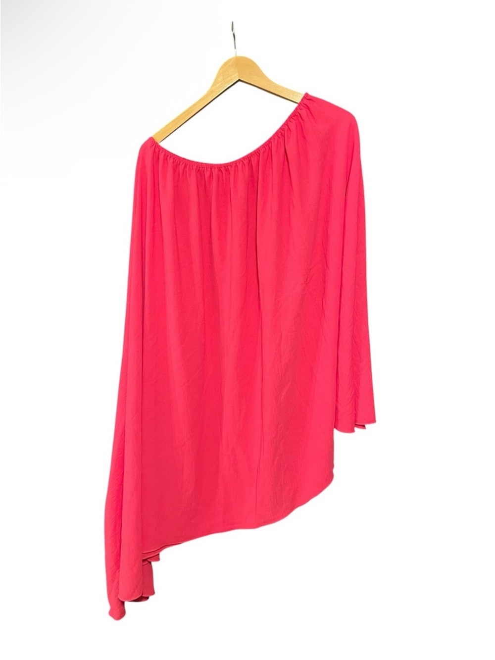 SHEIN Vacay Vibrant Pink One-Shoulder Asymmetrical Dress/Flowy Beach Cover-Up - Picture 2 of 4